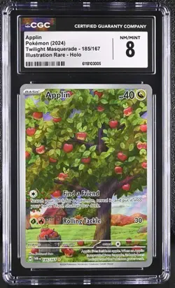 CGC 8 English Applin 185/167 Illustration Rare Twilight Masquerade Pokemon Card - Image 1