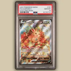 2021 POKEMON SWORD & SHIELD EVOLVING SKIES #167 FULL ART/LEAFEON V PSA 10 - Image 1