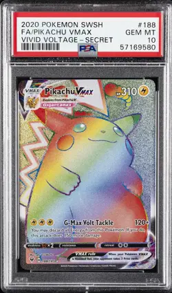 2020 POKEMON SWORD & SHIELD VIVID VOLTAGE SECRET FULL ART/PIKACHU VMAX PSA 10 - Image 1