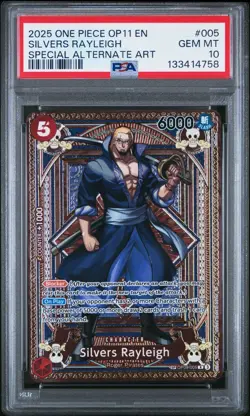 2025 ONE PIECE 005 OP11 A FIST OF DIVINE SPEED SILVERS RAYLEIGH SP AA PSA 10 - Image 1