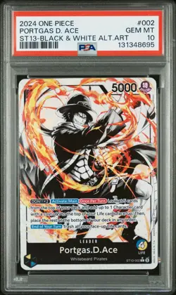 2024 ONE PIECE ST13 002 THREE BROTHERS PORTGAS D ACE LEADER ALT ART PSA 10 - Image 1