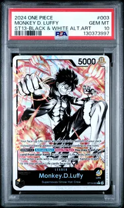 2024 ONE PIECE ST13 003 THREE BROTHERS MONKEY D LUFFY LEADER PARALLEL PSA 10 - Image 1