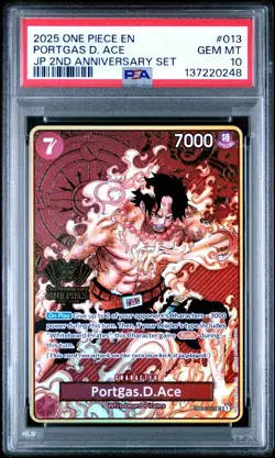 2025 ONE PIECE OP02-013 JAPANESE 2ND ANNIVERSARY SET PORTGAS D. ACE ENG PSA 10 - Image 1