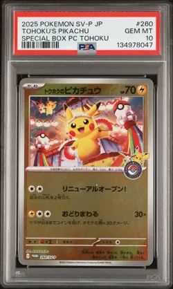2025 POKEMON JPN POKEMON CENTER TOHOKU PROMO #260 TOHOKU'S PIKACHU PSA 10 - Image 1