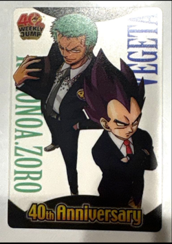 PREORDER Dragon Ball x One Piece Jump Magazine 40th Anniversary Card Vegeta Zoro - Image 1