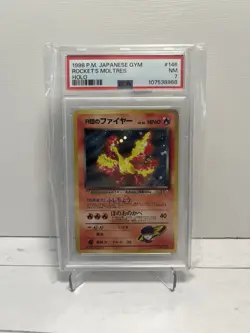 Pokemon Japanese Gym Heroes Rocket's Moltres PSA 7 - Image 1