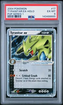 2004 Pokemon Tyranitar ex Holo 017/017 Rare POP Series 1 Holo PSA 6 - Image 1