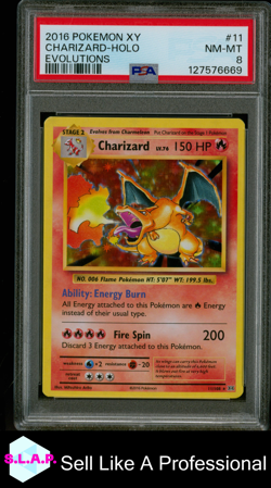 CHARIZARD-HOLO EVOLUTIONS POKEMON XY EVOLUTIONS 2016 11 PSA 8 - Image 1