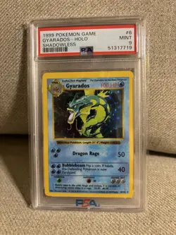 PSA 9 Shadowless Gyarados #6/102 Holo Mint Vintage Rare 1999 Pokemon Card - Image 1