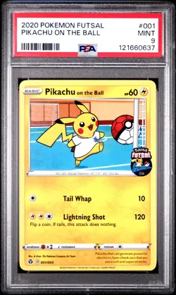 2020 POKEMON FUTSAL #001 PIKACHU ON THE BALL PSA 9 - Image 1