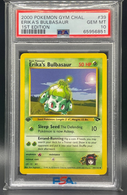 2000 POKEMON GYM CHALLENGE 39 ERIKA'S BULBASAUR 1ST EDITION - PSA - GEM MINT 10 - Image 1