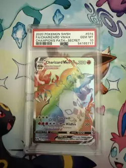 Pokemon Charizard VMAX 074/073 Champion's Path Secret Rare Holo PSA 10 - Image 1