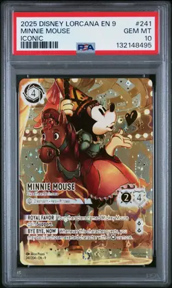 2025 DISNEY LORCANA EN 9-FABLED ICONIC MINNIE MOUSE - SWEETHEART PRINCESS PSA 10 - Image 1