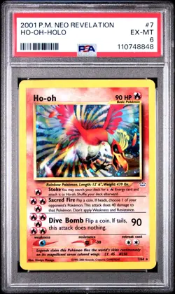 PSA 6 EX-MT Pokemon Ho-oh 7/64 Holo Neo Revelation Unlimited 2001 English - Image 1