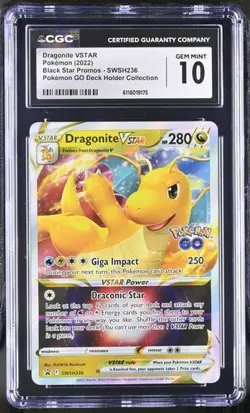 ✨✨ CGC 10 Dragonite VSTAR SWSH236 Black Star Promo Pokemon GO Deck Holder - Image 1