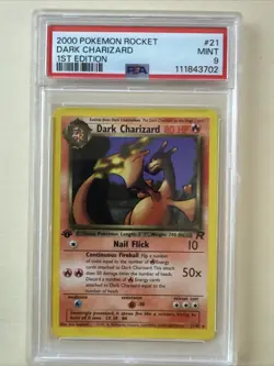 Dark Charizard 21/82 Non-Holo 2000 Pokemon PSA 9 1st Edition ROCKET - Image 1