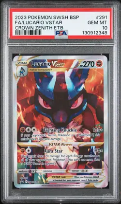 2023 POKEMON SWSH BLACK STAR PROMO #291 FULL ART/LUCARIO VSTAR PSA 10 - Image 1