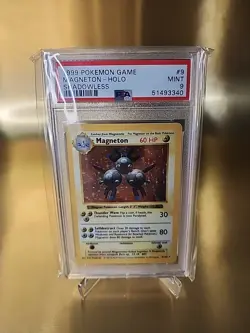1999 POKEMON BASE SET SHADOWLESS #9 MAGNETON-HOLO PSA 9 - Image 1