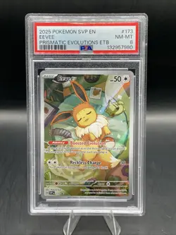 PSA 8 Eevee SVP 173 Sv: Prismatic Evolutions ETB Black Star Promo 2025 NM-MT - Image 1