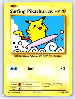 Pokemon TCG Surfing Pikachu XY Evolutions Secret Rare Regular - LP - Image 1