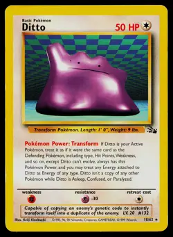 Pokemon Card Ditto 18/62 Fossil Non-Holo Rare - Image 1