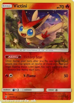 POKEMON CARD REVERSE HOLO VICTINI 10/145 NO 494 VICTORY POKEMON TCG CCG - Image 1