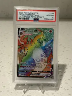 Pokemon TCG Charizard VMAX Champions Path PSA 10 Rainbow Secret Card - Image 1