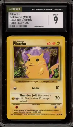 Pokemon Pikachu PokeTour 1999 Base Set Promo #58 CGC 9 Mint - Image 1