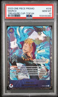2023 ONE PIECE PROMOS TREASURE CUP 2023-TOP 64 #018 MARCO PSA 10 - Image 1