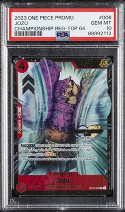 2023 ONE PIECE PROMOS CHAMP REGIONAL-TOP 64 #008 JOZU PSA 10 - Image 1