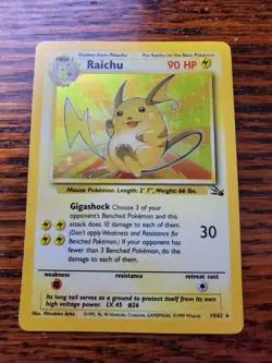 Raichu 14/62 Holo Fossil Pokemon Card TCG WOTC MP! - Image 1
