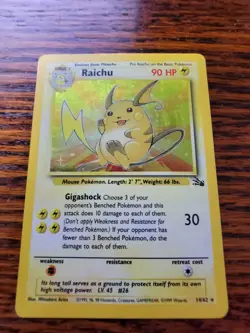 Raichu 14/62 Holo Fossil Pokemon Card TCG WOTC MP* - Image 1