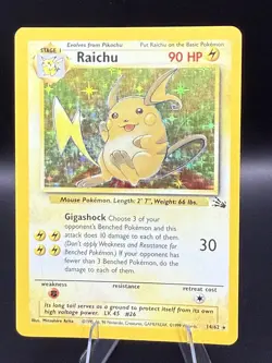 LP Raichu Fossil Base Set Holo 14/62 Pokemon WOTC TCG MP - Image 1