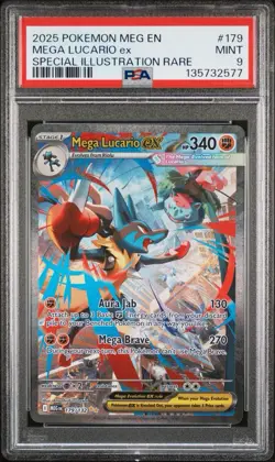 2025 Pokemon Mega Evolutions Mega Lucario EX Special Illustrations PSA 9 Mint - Image 1