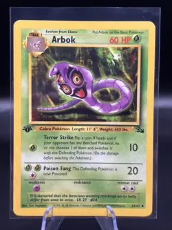 Pokemon TCG Arbok 1st Edition Fossil Uncommon 31/62 - Pack Fresh NM A - Image 1