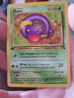 Pokemon 1st Edition Ekans 46/62 Fossil Common Very Slight Whitening - Image 1