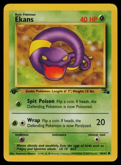 Pokemon Ekans 46/62 Fossil 1st Edition Common Card - LP - Image 1