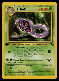 Pokemon Arbok 31/62 Fossil 1st Edition Uncommon Card - LP - Image 1