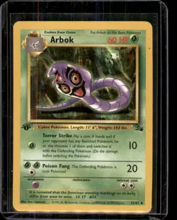 Arbok 31/62 1st Edition Fossil Pokemon Card WOTC - Heavy Played - Image 1