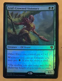 MTG Leaf-Crowned Visionary RARE (Foil) - Dominaria United (DMU) #167 “Unplayed” - Image 2