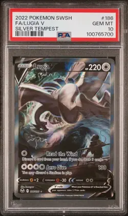 2022 POKEMON SILVER TEMPEST FULL ART LUGIA V Alt Art #186 PSA 10 GEM MINT - Image 1