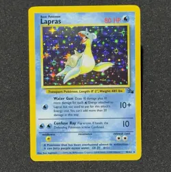 1999 Pokemon Lapras 10/62 Holo Rare Fossil set WOTC Vintage TCG Card Near Mint - Image 2