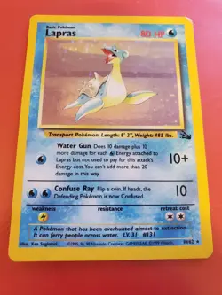 Lapras 10/62 Fossil Set Holo Foil Rare Vintage 1999 MP Pokemon CARD - Image 1