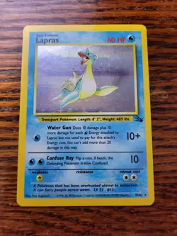 Lapras 10/62 Fossil Set Holo Foil Rare Vintage 1999 MP!! Pokemon CARD - Image 1