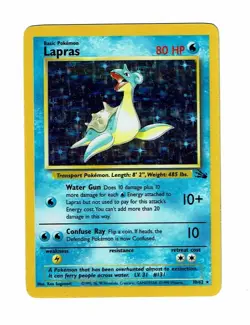 Pokemon TCG Lapras 10/62 (MP-LP) Fossil Set 1999 Rare Holofoil VTG - Image 1