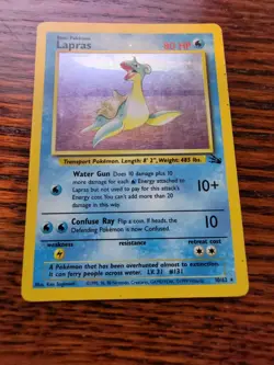 Lapras 10/62 Fossil Set Holo Foil Rare Vintage 1999 MP Pokemon CARD - Image 1