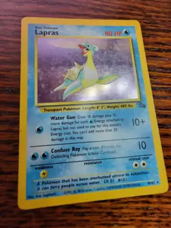 Lapras 10/62 Fossil Set Holo Foil Rare Vintage 1999 MP Pokemon CARD - Image 2