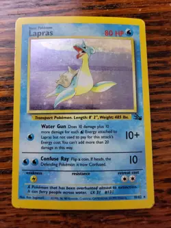 PL! - Lapras 10/62 Fossil Set Holo Foil Rare Vintage 1999 Pokemon CARD - Image 1