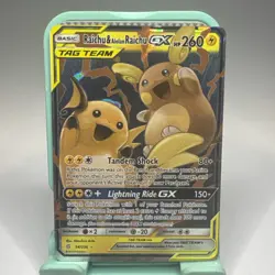 Pokemon NM Raichu & Alolan Raichu GX 54/236 Sm-Unified Minds Holo - Image 1