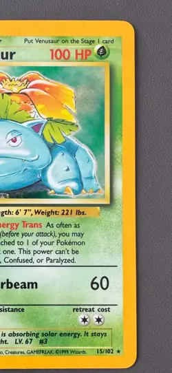 Pokemon Cards: Base Set Rare Holo: Venusaur 15/102 TCG 1999 WOTC Vintage - Image 4